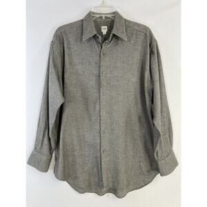 Craig Taylor Egyptian Cotton Button-Down Flannel Shirt Men L USA Made Gray